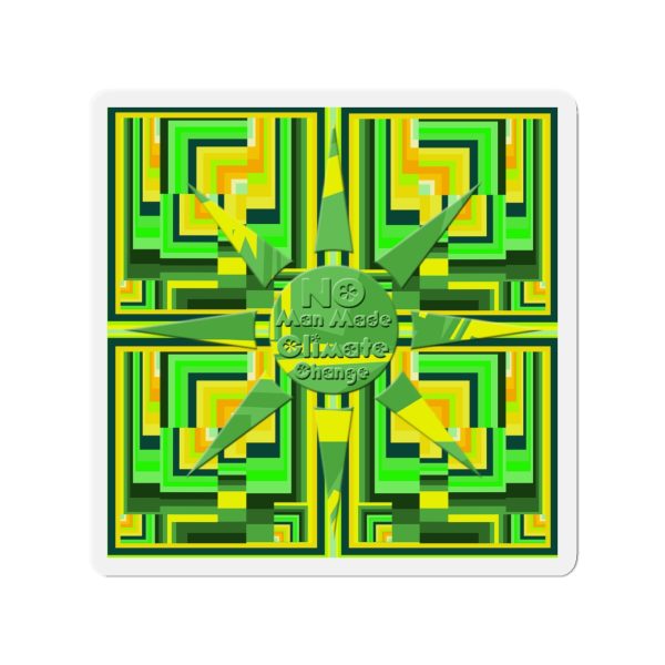 Die-Cut Magnets - No Man Made Climate Change - Multi Green Geometric BG - Image 2