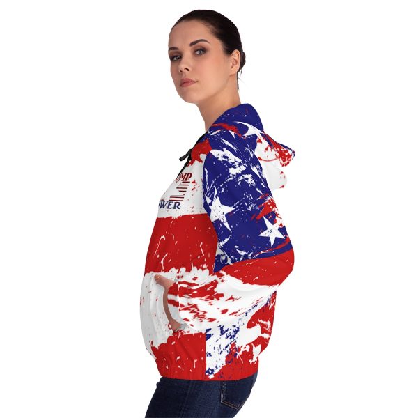 Women’s Full-Zip Hoodie (AOP) - TRUMP POWER - Stars and Stripes - Image 17