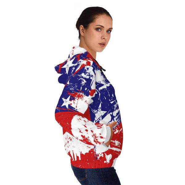 Women’s Full-Zip Hoodie (AOP) - TRUMP POWER - Stars and Stripes - Image 6