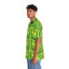 Men's Hawaiian Shirt (AOP) - No Man Made Climate Change - Multi Green Geometric BG - Image 13