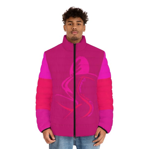 Men's Puffer Jacket (AOP)  - Women Are Not Costumes (Multi Pinks BG)