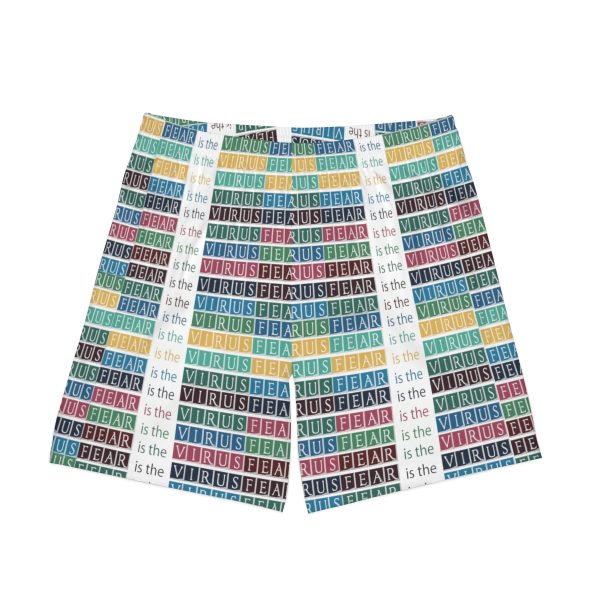 Men's Elastic Beach Shorts (AOP) - Fear Is The Virus LOGO 3 - Image 2