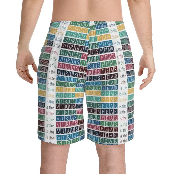Men's Elastic Beach Shorts (AOP) - Fear Is The Virus LOGO 3 - Image 5