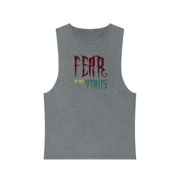 Unisex Stonewash Tank Top - Fear Is The Virus LOGO1 - 2 (Front and Back) - Image 9