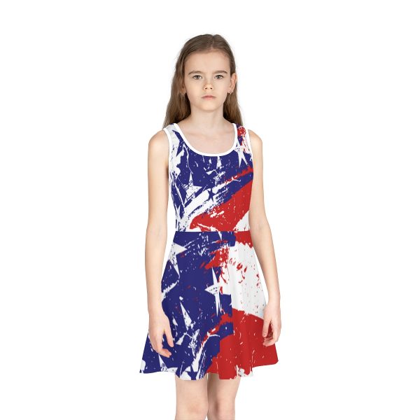 Girls' Sleeveless Sundress (AOP) - Stars and Stripes