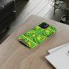 Phone Case With Card Holder - No Man Made Climate Change - Multi Green Geometric BG - Image 33