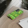 Phone Case With Card Holder - No Man Made Climate Change - Multi Green Geometric BG - Image 170