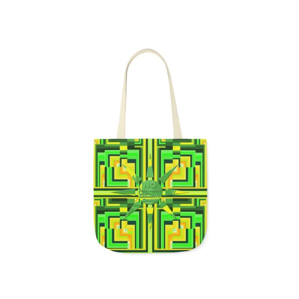 Polyester Canvas Tote Bag (AOP) - No Man Made Climate Change - Multi Green Geometric BG - Image 22