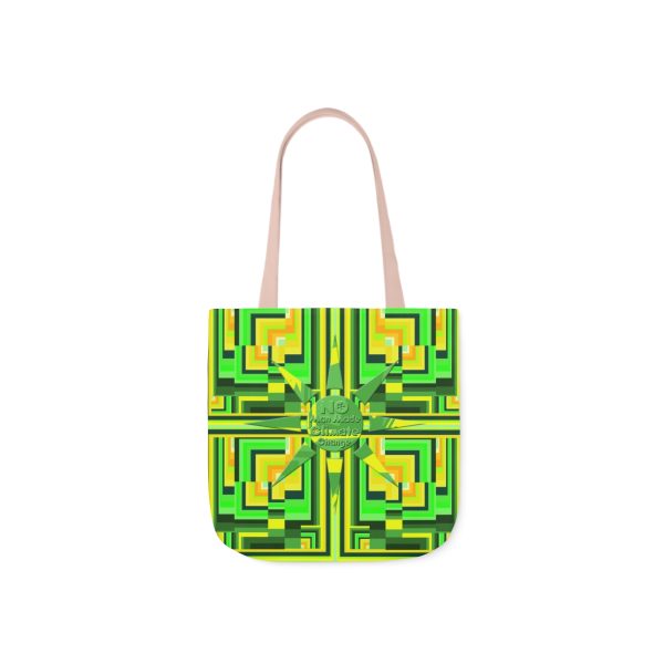 Polyester Canvas Tote Bag (AOP) - No Man Made Climate Change - Multi Green Geometric BG - Image 37