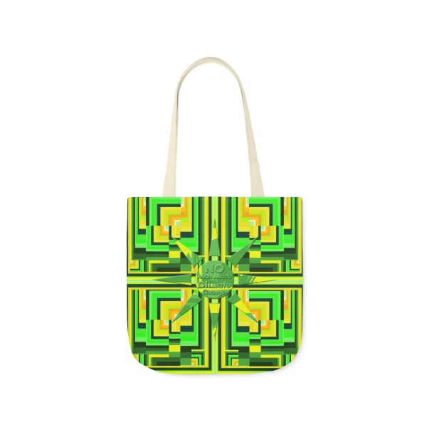 Polyester Canvas Tote Bag (AOP) - No Man Made Climate Change - Multi Green Geometric BG - Image 41