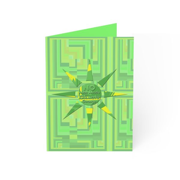 Greeting Cards (1, 10, 30, and 50pcs) - No Man Made Climate Change - Multi Green Geometric BG - Image 2