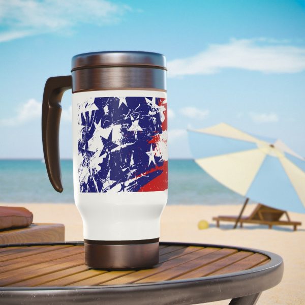 Stainless Steel Travel Mug with Handle 14oz - Stars and Stripes