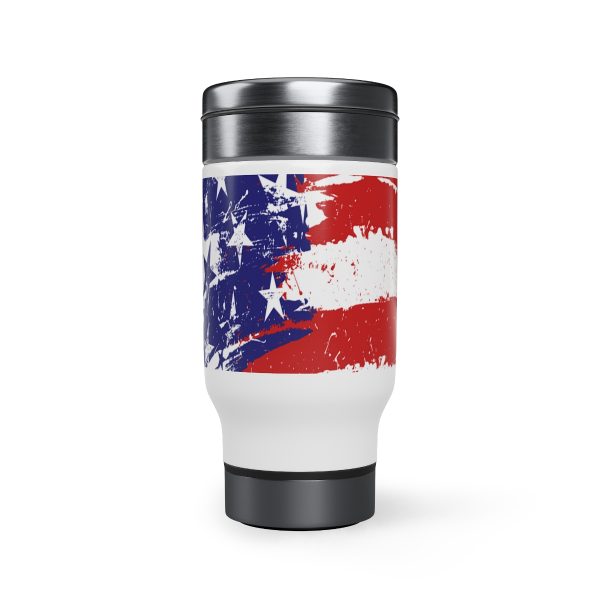 Stainless Steel Travel Mug with Handle 14oz - Stars and Stripes - Image 2