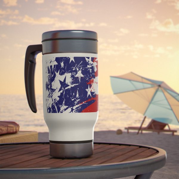 Stainless Steel Travel Mug with Handle 14oz - Stars and Stripes - Image 7