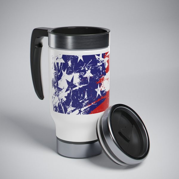 Stainless Steel Travel Mug with Handle 14oz - Stars and Stripes - Image 8