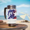 Stainless Steel Travel Mug with Handle 14oz - TRUMP POWER - Stars and Stripes