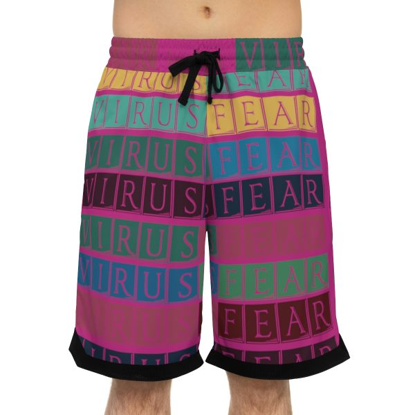 Basketball Rib Shorts (AOP) - Fear Is The Virus LOGO 3 (Hot Pink BG)