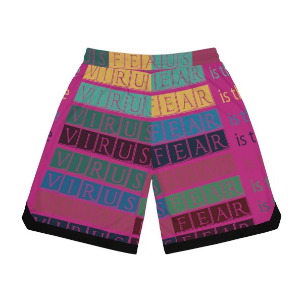 Basketball Rib Shorts (AOP) - Fear Is The Virus LOGO 3 (Hot Pink BG) - Image 3