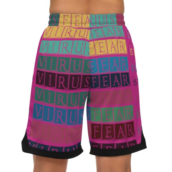 Basketball Rib Shorts (AOP) - Fear Is The Virus LOGO 3 (Hot Pink BG) - Image 6