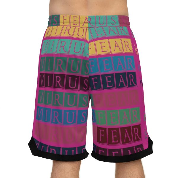 Basketball Rib Shorts (AOP) - Fear Is The Virus LOGO 3 (Hot Pink BG) - Image 8