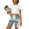 High Waisted Yoga Shorts (AOP) - Fear Is The Virus LOGO 3