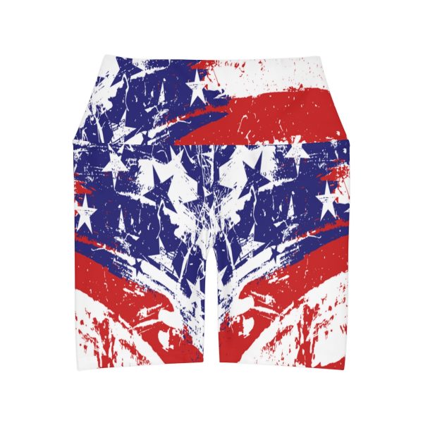 High Waisted Yoga Shorts (AOP) - Stars and Stripes - Image 2