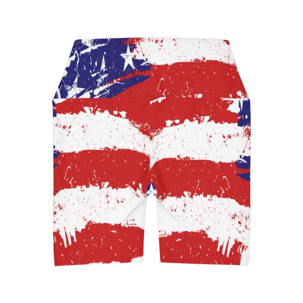 High Waisted Yoga Shorts (AOP) - Stars and Stripes - Image 3