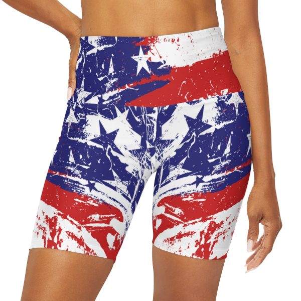 High Waisted Yoga Shorts (AOP) - Stars and Stripes - Image 4