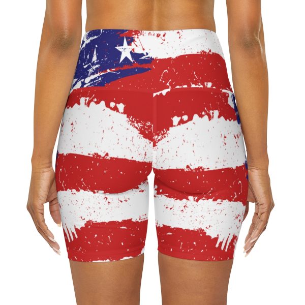 High Waisted Yoga Shorts (AOP) - Stars and Stripes - Image 5