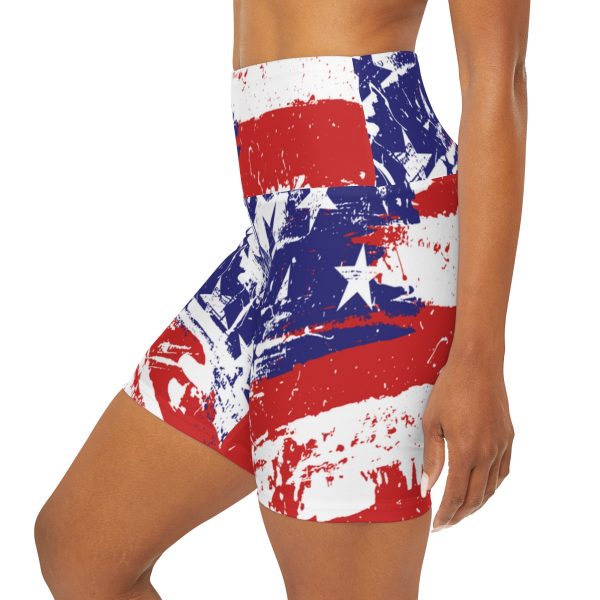 High Waisted Yoga Shorts (AOP) - Stars and Stripes - Image 6