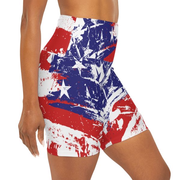 High Waisted Yoga Shorts (AOP) - Stars and Stripes - Image 7