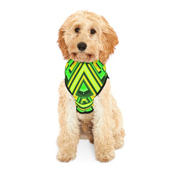 Pet Hoodie- No Man Made Climate Change - Multi Green Geometric BG - Image 4