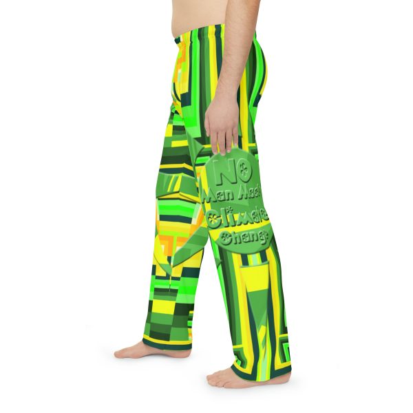 Men's Pajama Pants (AOP) - No Man Made Climate Change - Multi Green Geometric BG