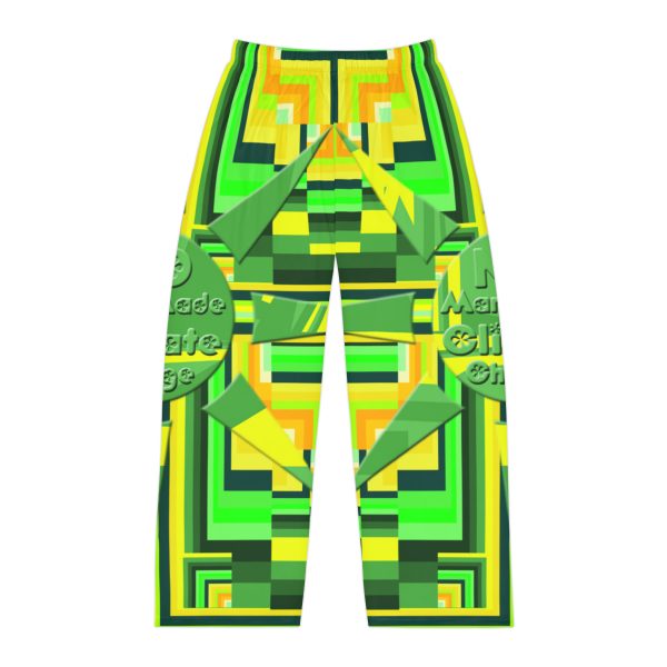 Men's Pajama Pants (AOP) - No Man Made Climate Change - Multi Green Geometric BG - Image 2