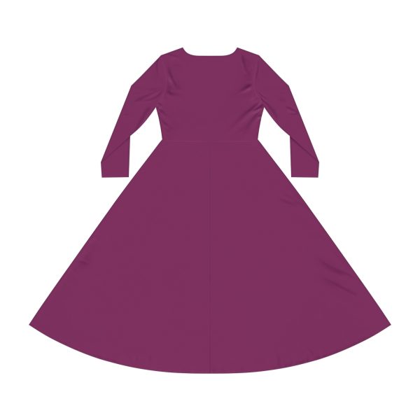 Women's Long Sleeve Dance Dress (AOP) - Women Are Not Costumes - (Purple BG) - Image 3