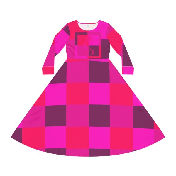 Women's Long Sleeve Dance Dress (AOP) - Women Are Not Costumes (Multi Pinks and Purple BG) - Image 2