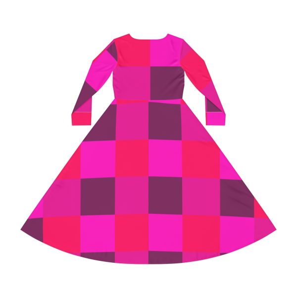 Women's Long Sleeve Dance Dress (AOP) - Women Are Not Costumes (Multi Pinks and Purple BG) - Image 3