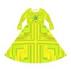 Women's Long Sleeve Dance Dress (AOP) - No Man Made Climate Change - Faded Yellow Geometric BG - Image 2