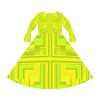 Women's Long Sleeve Dance Dress (AOP) - No Man Made Climate Change - Faded Yellow Geometric BG - Image 3