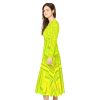 Women's Long Sleeve Dance Dress (AOP) - No Man Made Climate Change - Faded Yellow Geometric BG - Image 5