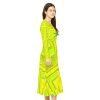 Women's Long Sleeve Dance Dress (AOP) - No Man Made Climate Change - Faded Yellow Geometric BG - Image 6