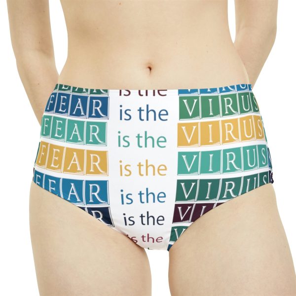 High-Waist Hipster Bikini Bottom (AOP) - Fear Is The Virus LOGO 3