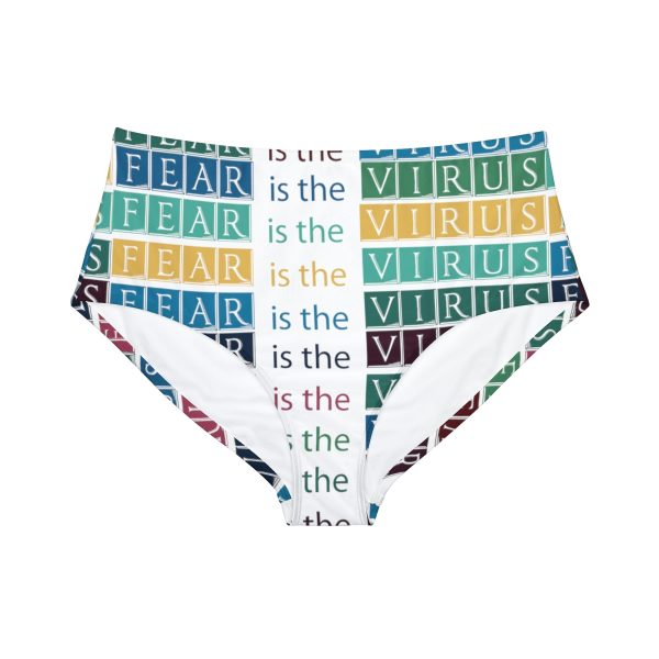 High-Waist Hipster Bikini Bottom (AOP) - Fear Is The Virus LOGO 3 - Image 2