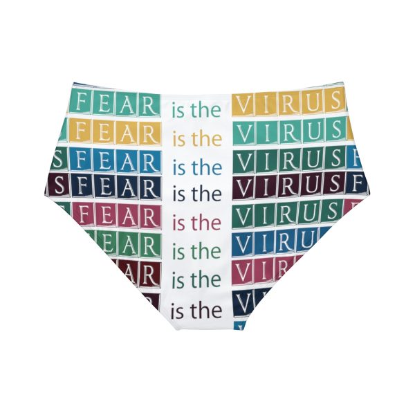 High-Waist Hipster Bikini Bottom (AOP) - Fear Is The Virus LOGO 3 - Image 3