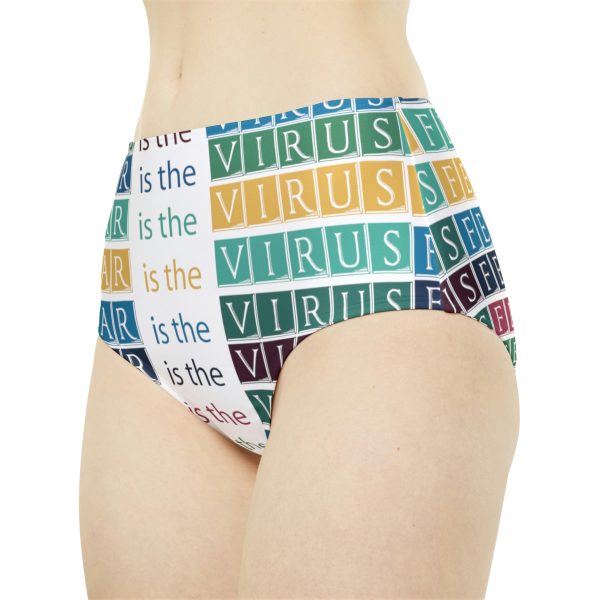 High-Waist Hipster Bikini Bottom (AOP) - Fear Is The Virus LOGO 3 - Image 5