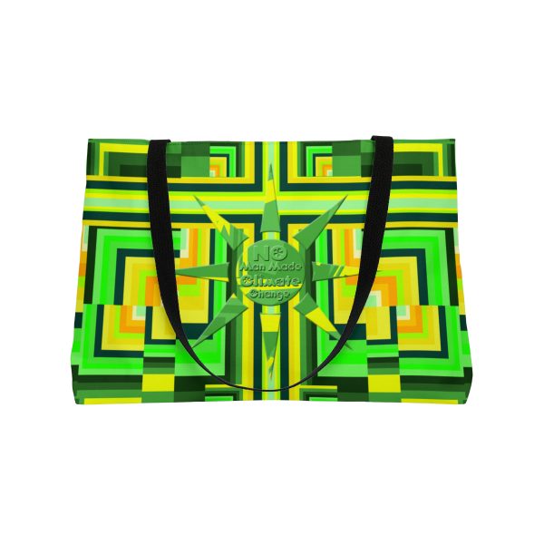 Weekender Tote Bag - No Man Made Climate Change - Multi Green Geometric BG - Image 4