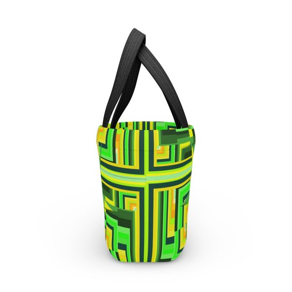 Lunch Bag - No Man Made Climate Change - Multi Green Geometric BG - Image 4