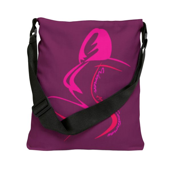 Adjustable Tote Bag (AOP) - Women Are Not Costumes (Purple BG) - Image 3