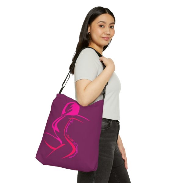 Adjustable Tote Bag (AOP) - Women Are Not Costumes (Purple BG) - Image 5