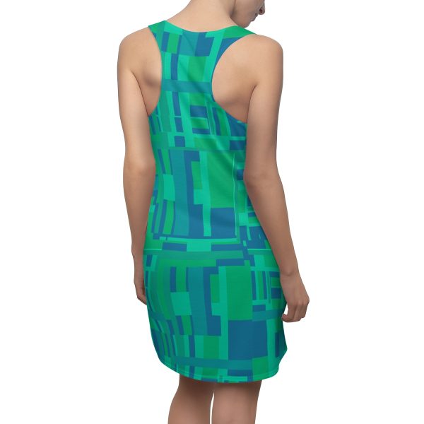 Women's Cut & Sew Racerback Dress (AOP) - VOX POPULI square pink trim Logo - Multi Turquoise BG - Image 7